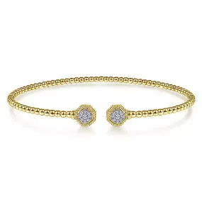 Gabriel & Co. Yellow Bujukan Cuff Bracelet with Diamond  Hexagon Caps