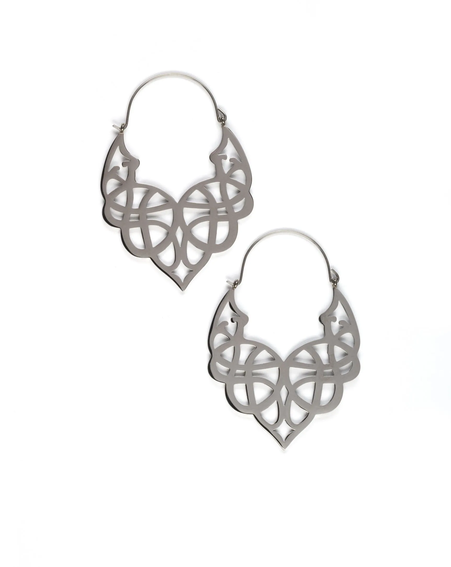 Geometric Teardrop Dangle Hoop Steel Earrings
