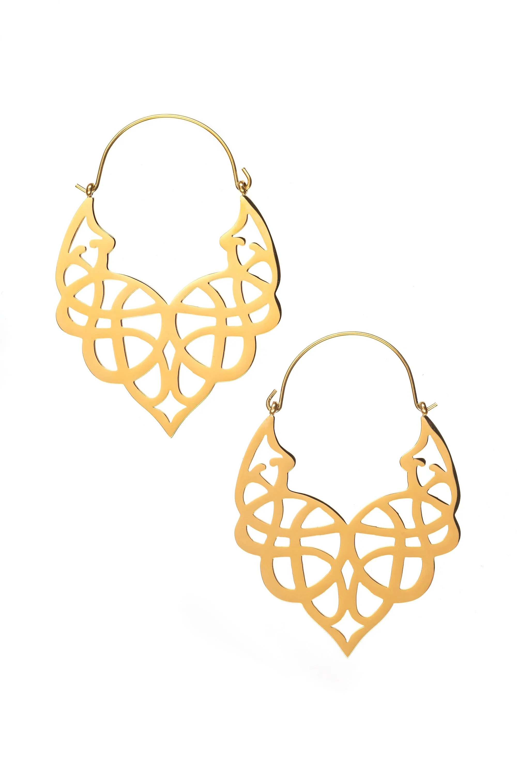 Geometric Teardrop Dangle Hoop Steel Earrings