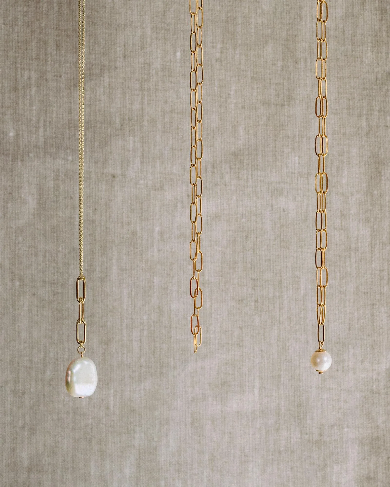 Gold Filled Paperclip Chain Petite Pearl 18" Necklace