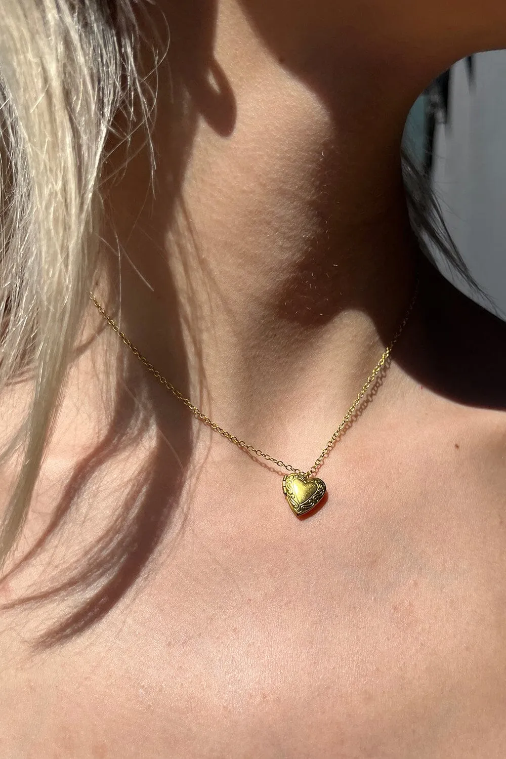 Gold Heart Locket Necklace