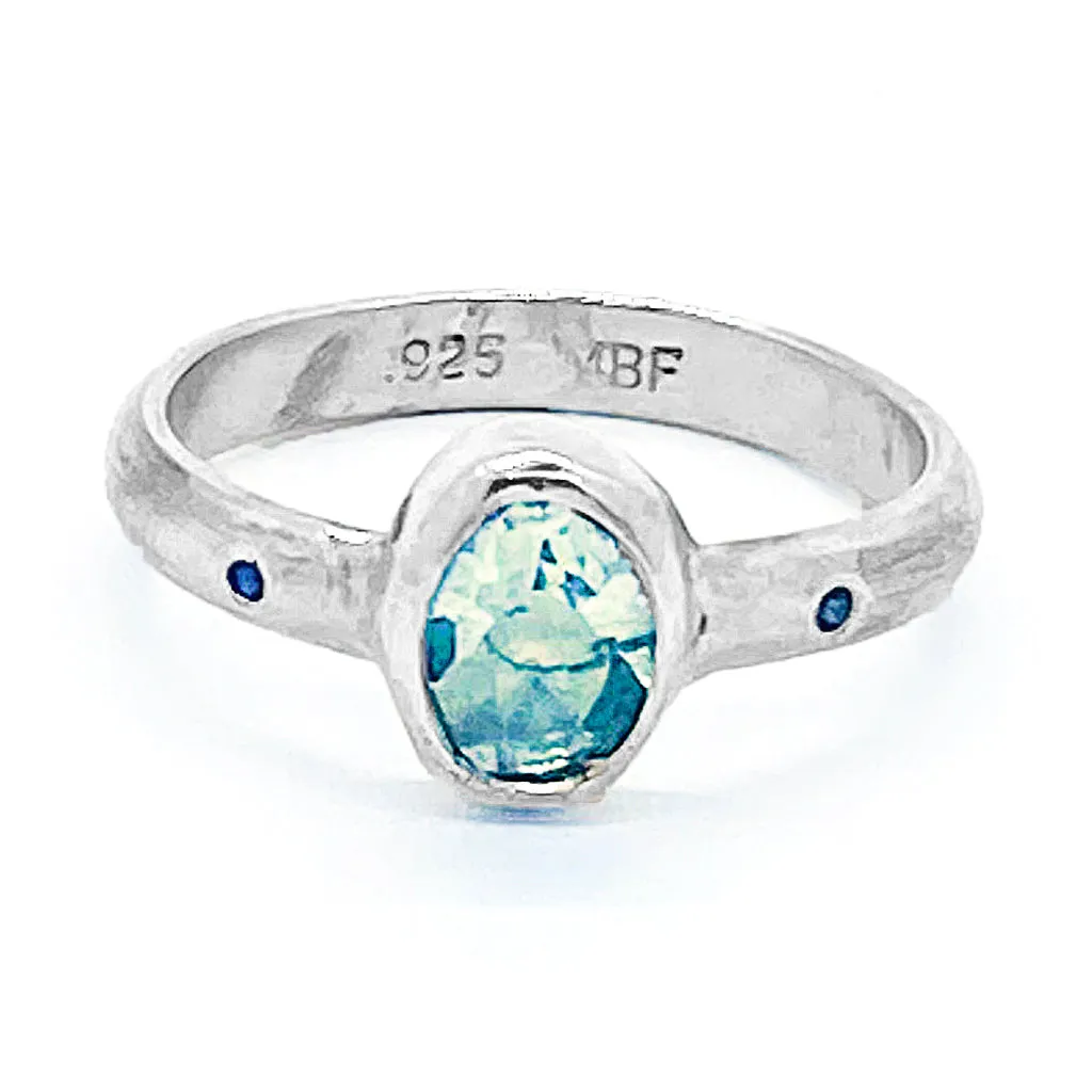 Green Amethyst & Diamond Ring (size 9)