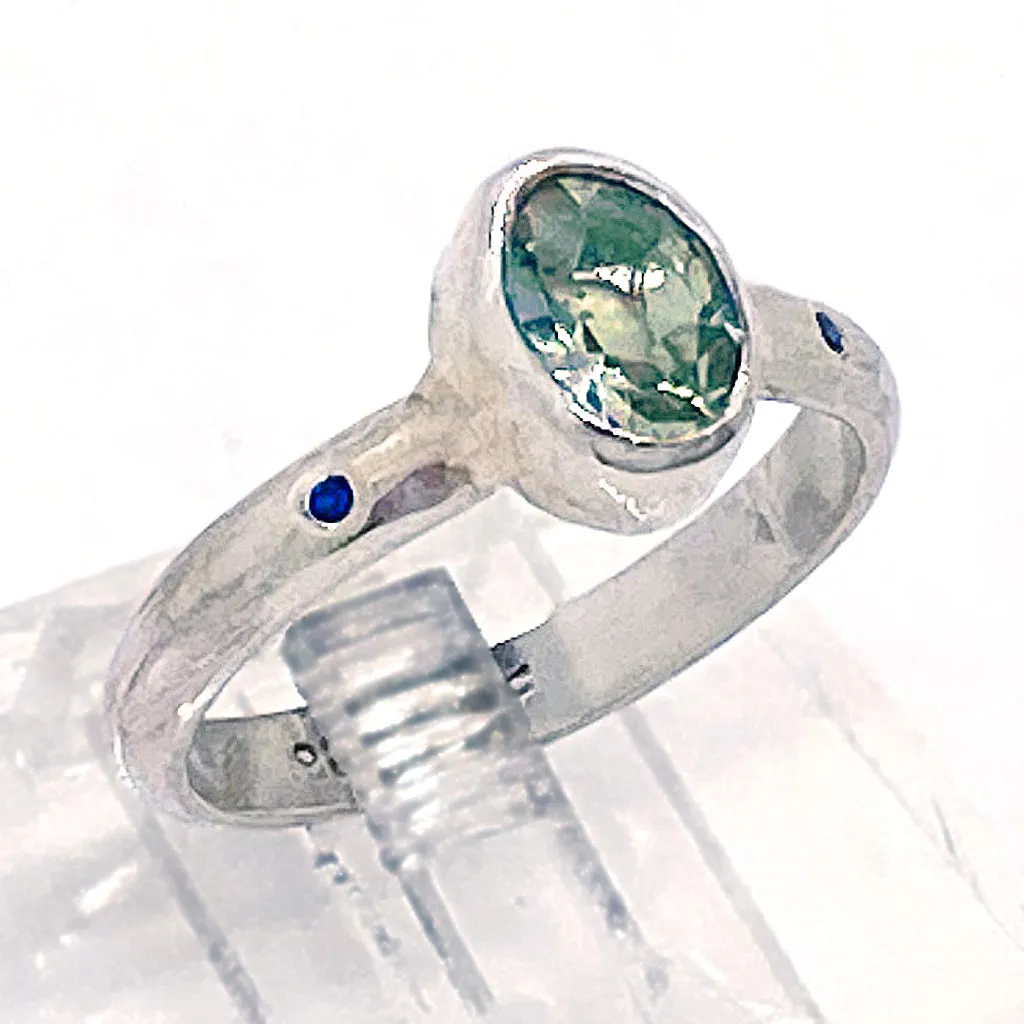 Green Amethyst & Diamond Ring (size 9)