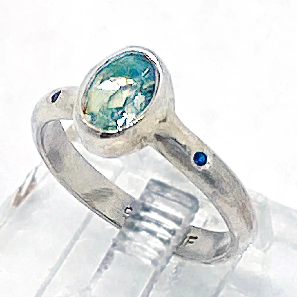 Green Amethyst & Diamond Ring (size 9)