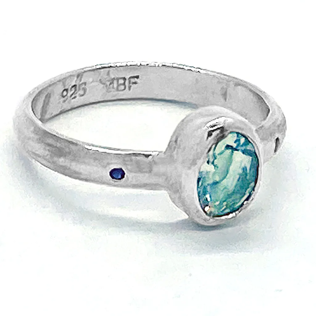 Green Amethyst & Diamond Ring (size 9)