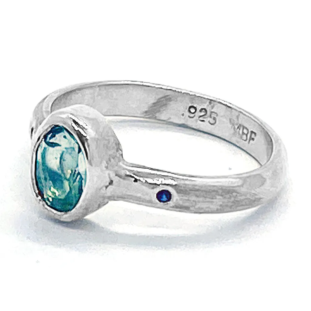 Green Amethyst & Diamond Ring (size 9)