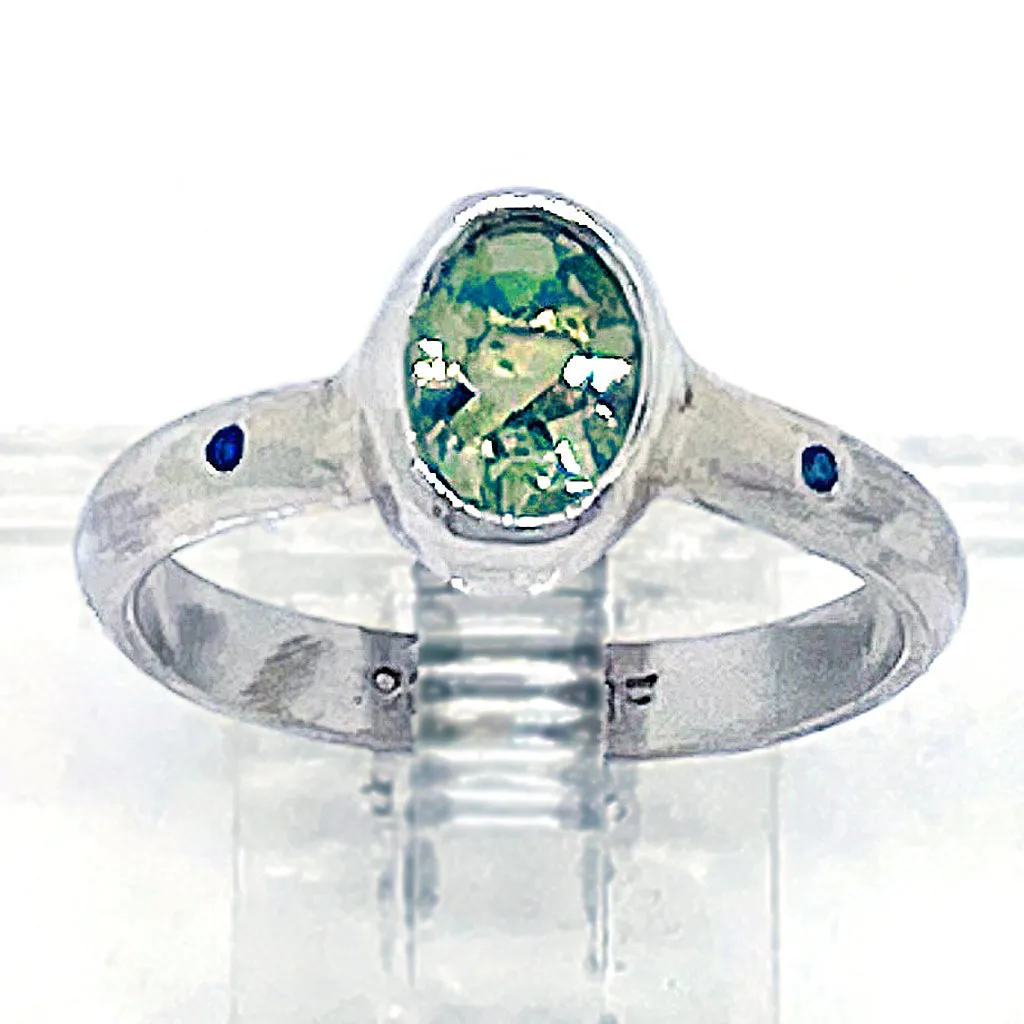 Green Amethyst & Diamond Ring (size 9)
