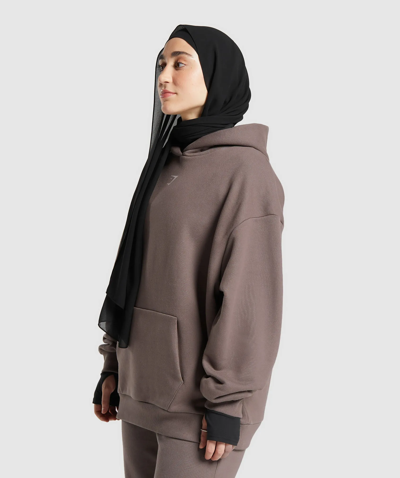 GS X Leana Deeb Oversized Graphic Hoodie - Dusty Brown