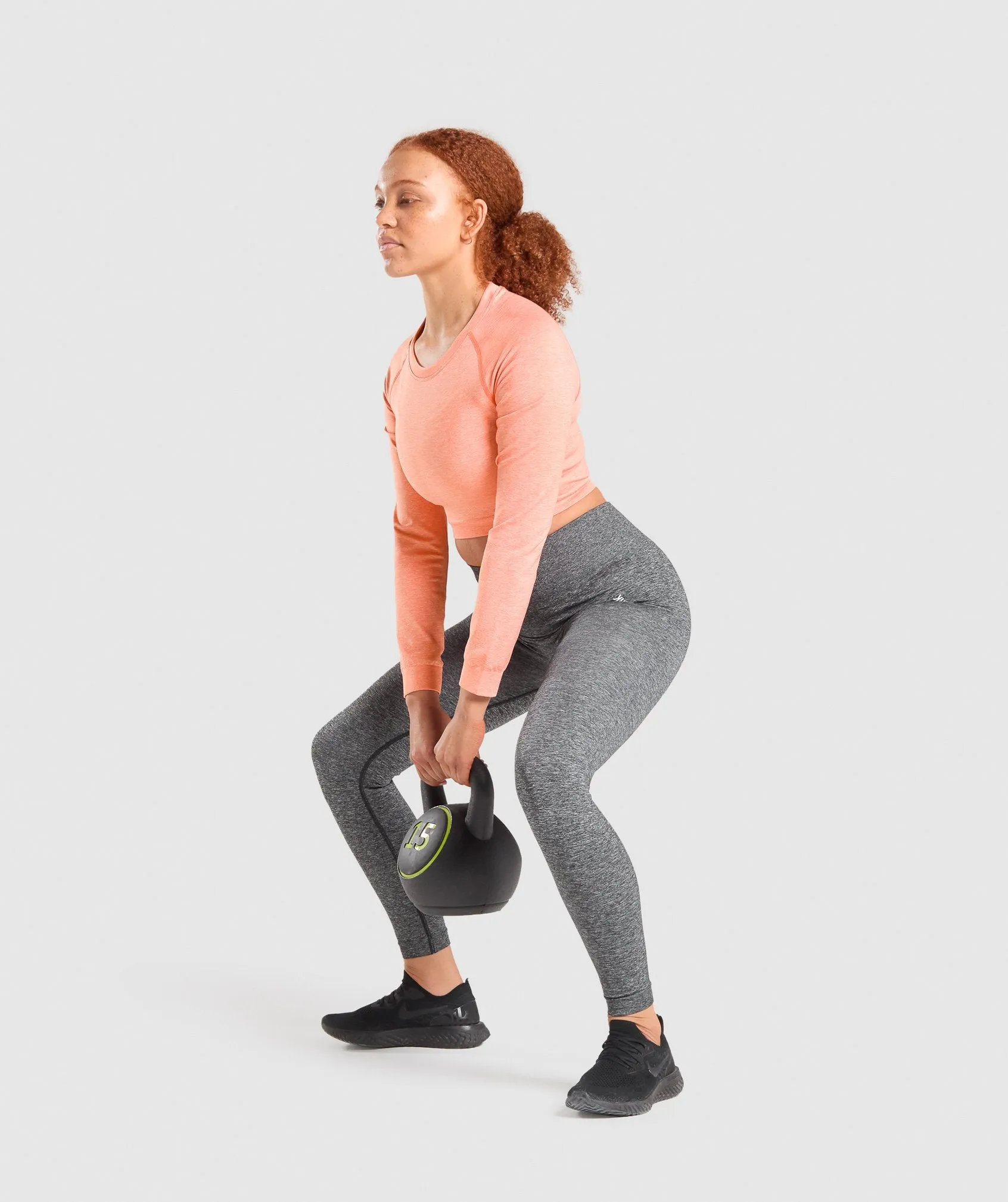 Gymshark Adapt Marl Seamless Long Sleeve Crop Top - Orange
