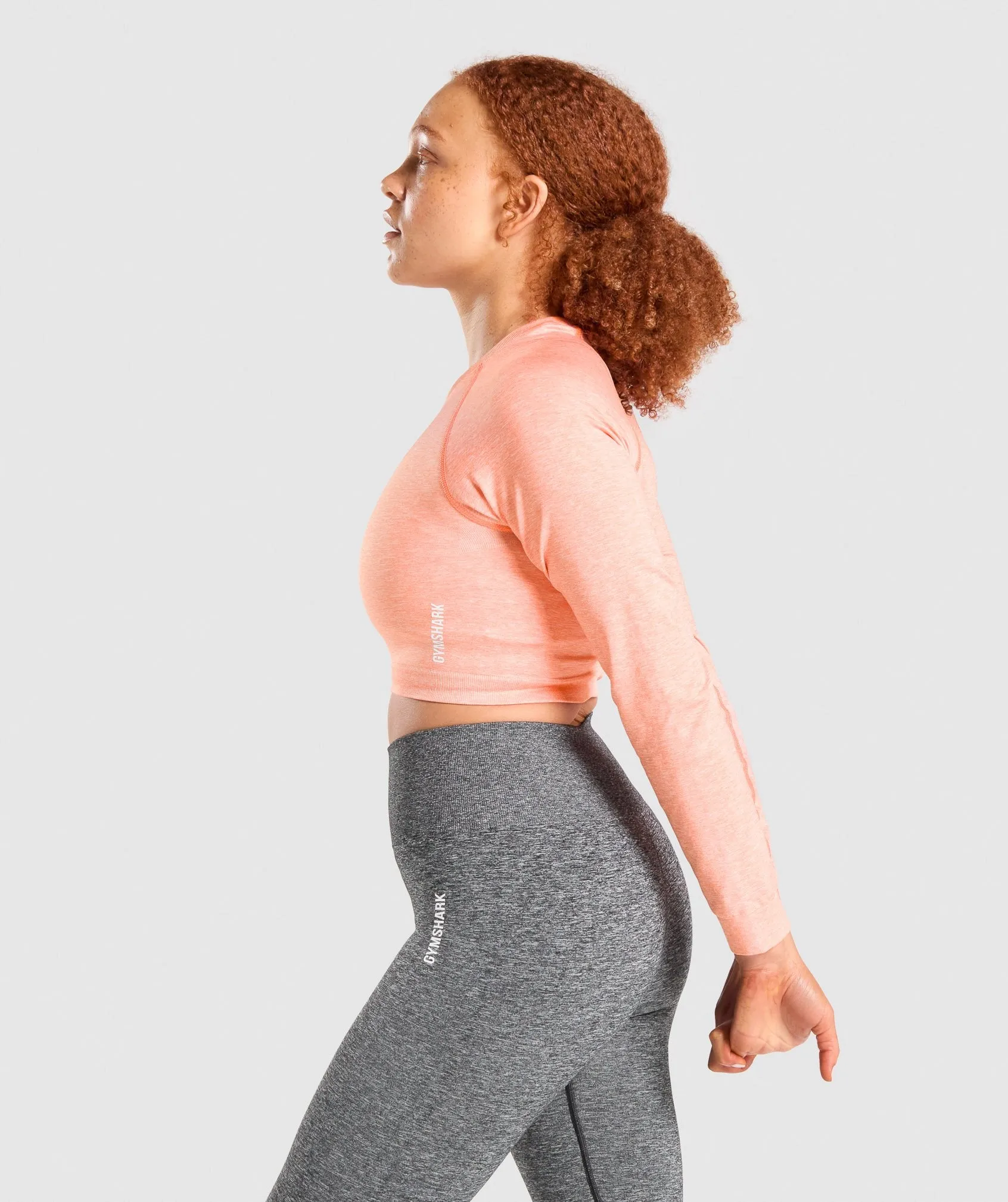 Gymshark Adapt Marl Seamless Long Sleeve Crop Top - Orange
