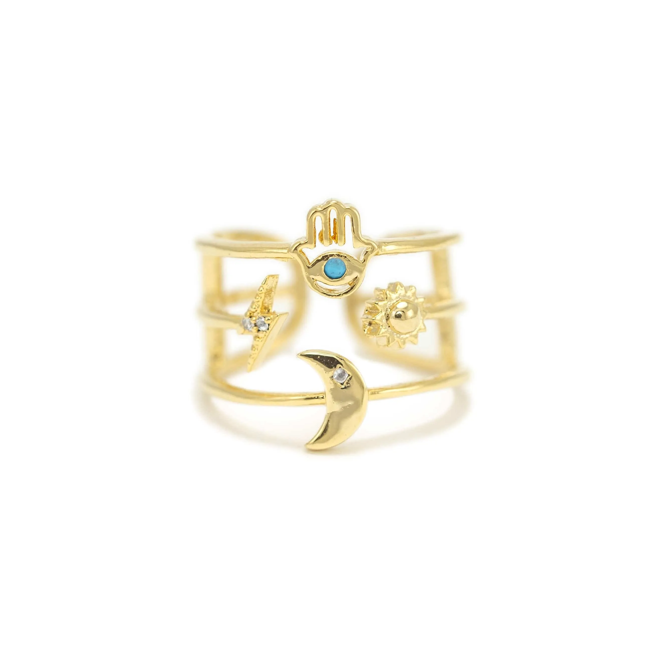 Hamsa Triple Band Fortuna Ring