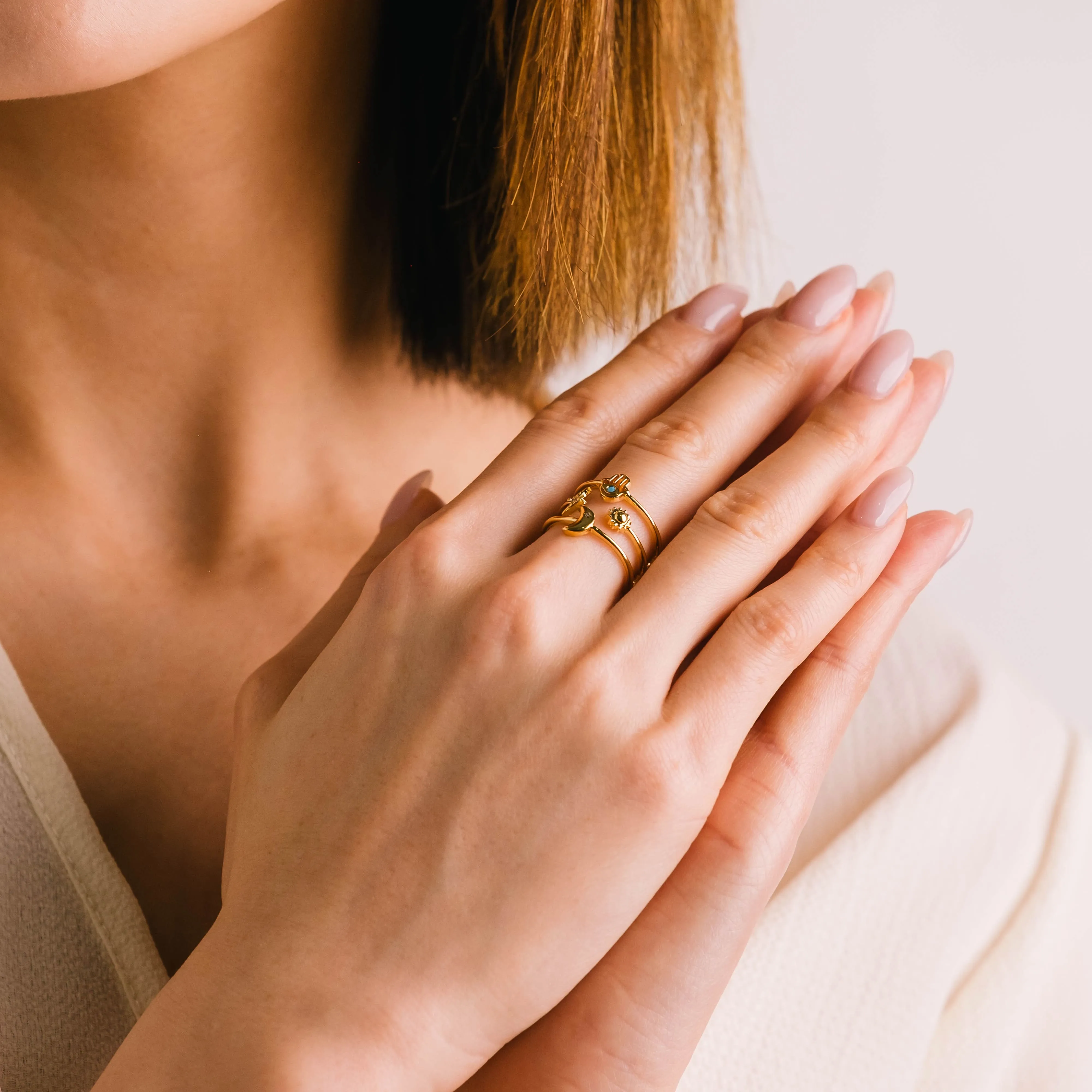 Hamsa Triple Band Fortuna Ring