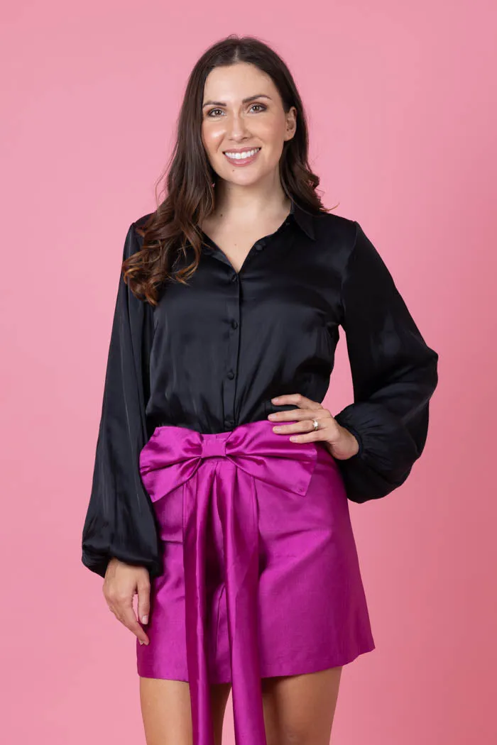 Havie Bow Mini Skirt Magenta