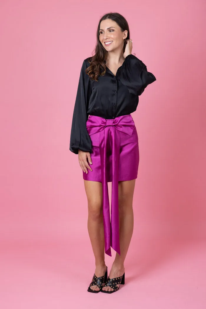 Havie Bow Mini Skirt Magenta