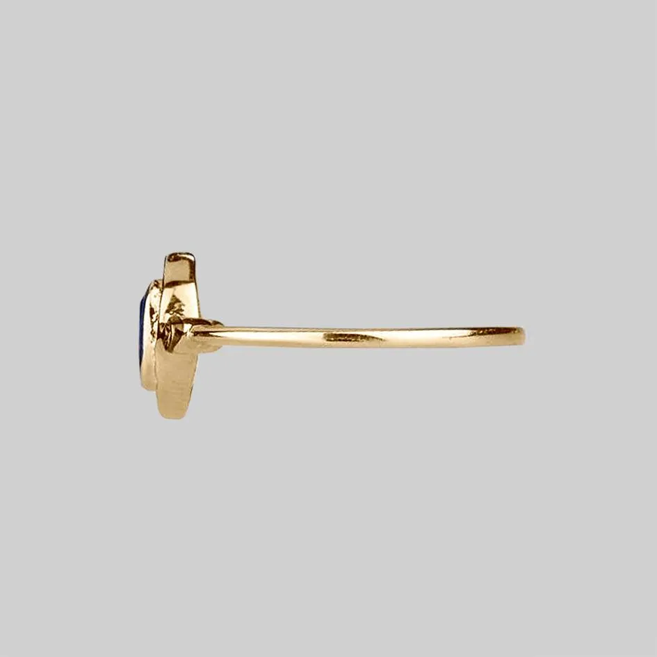 HAWTHORNE. Detailed Royal Blue Gold Ring