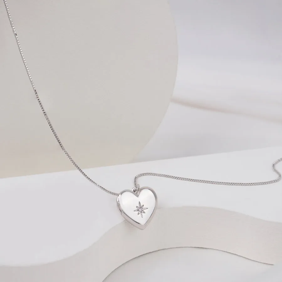 Heart Silver Locket Necklace