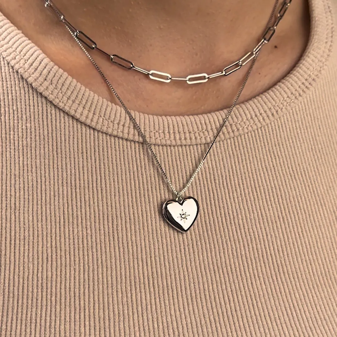 Heart Silver Locket Necklace