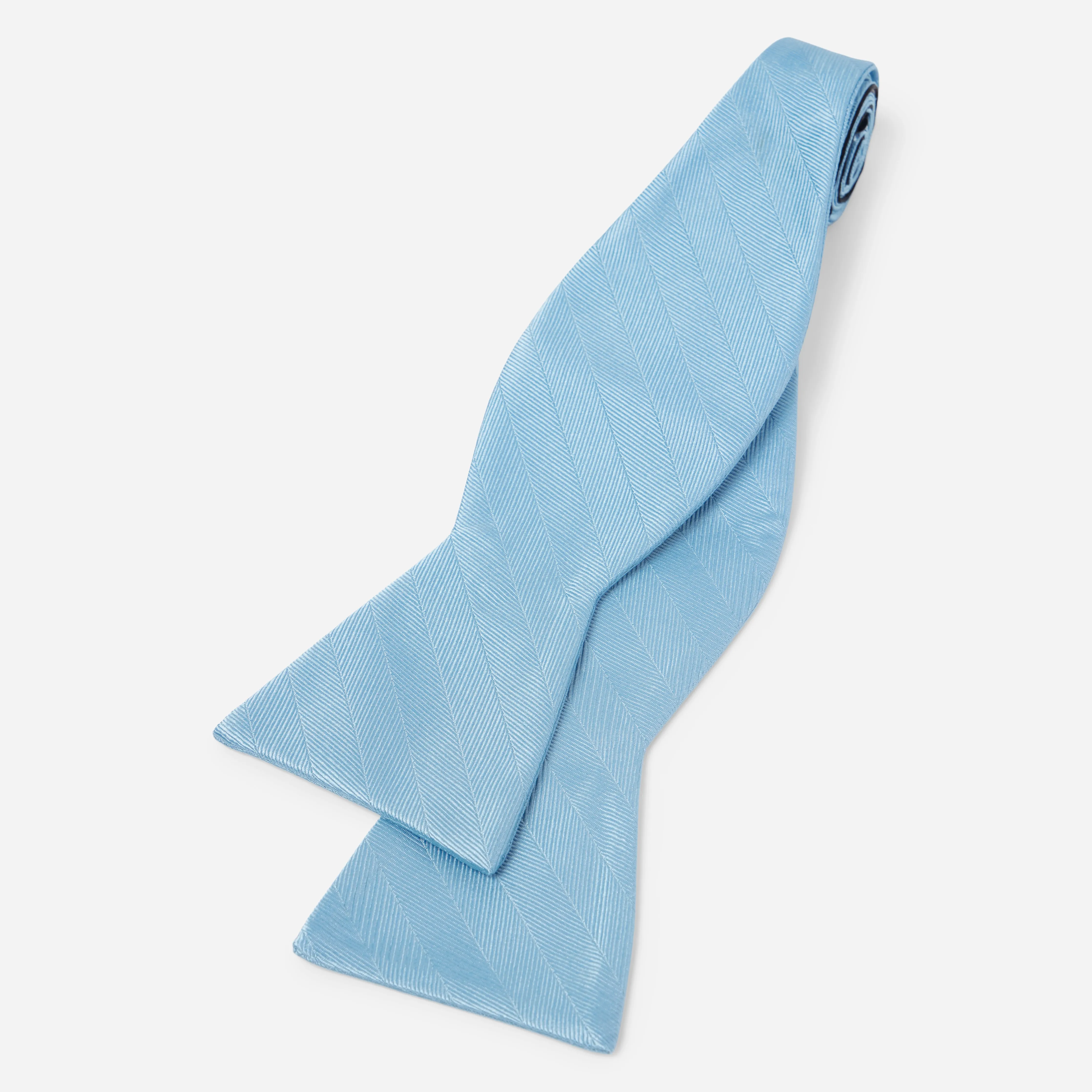 Herringbone Vow Steel Blue Bow Tie