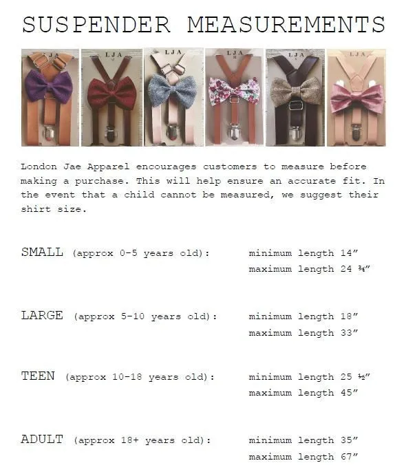 Honey Brown Burlap with Vintage Tan Middle/ Cognac elastic suspenders Set