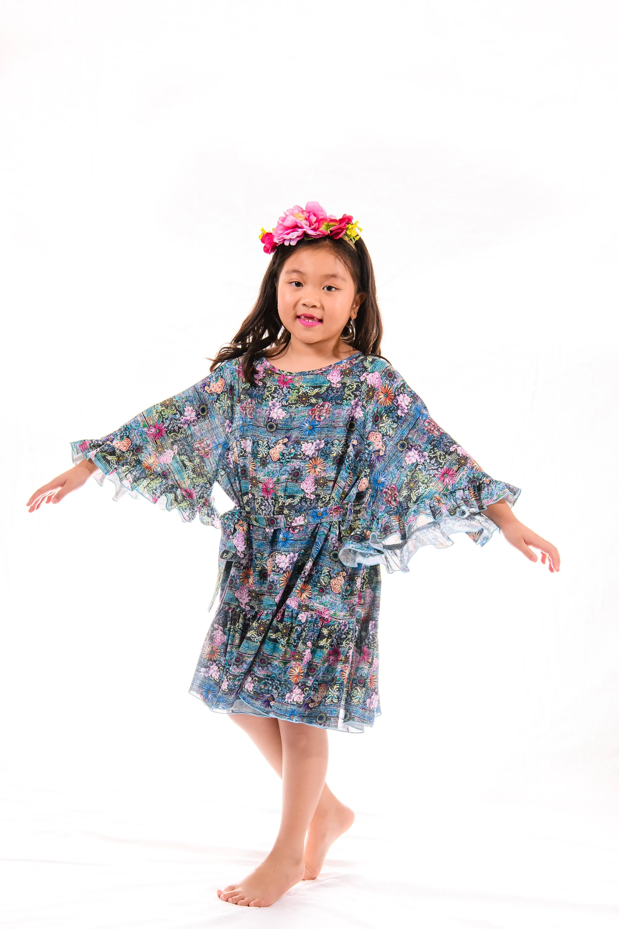 Jacabower Meaghan Butterfly Dress in Multi Colour (Size 3-10)