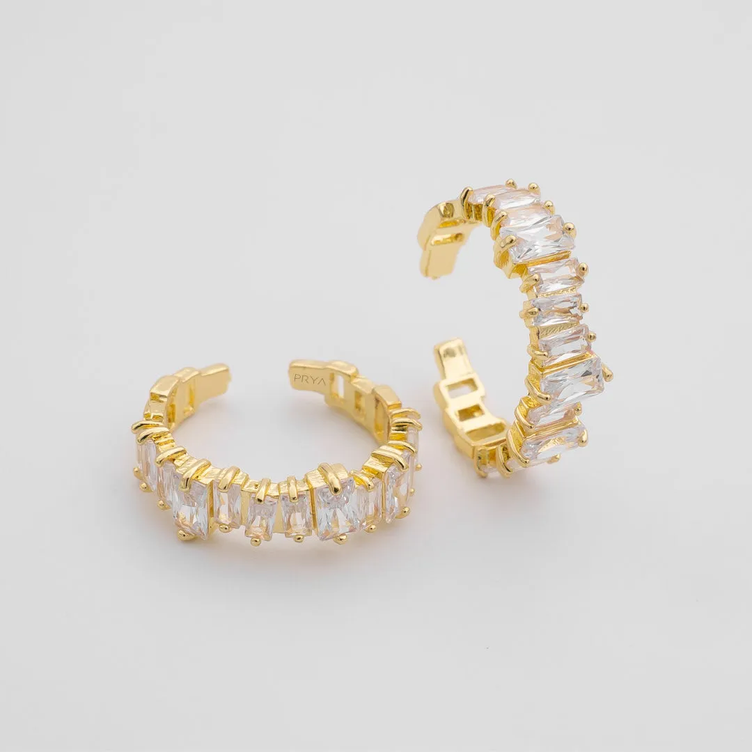 Jada Baguette Cut CZ Adjustable Ring | Gold