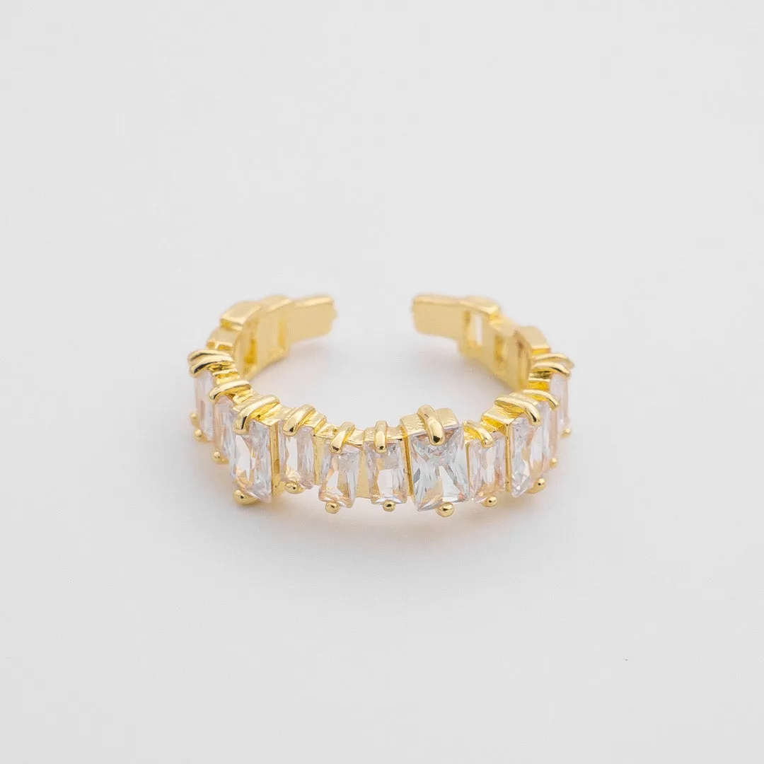 Jada Baguette Cut CZ Adjustable Ring | Gold