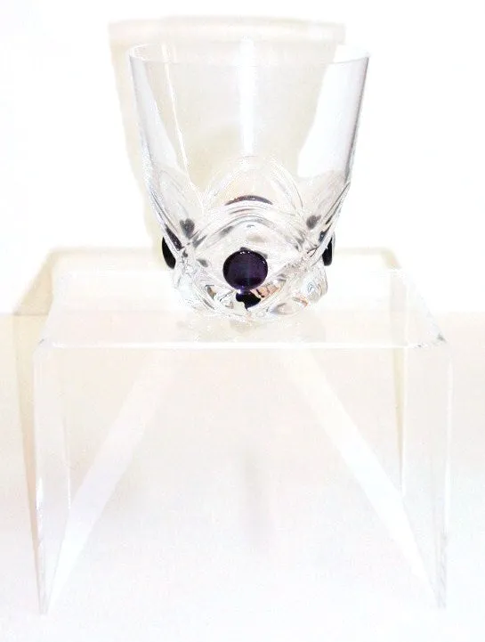 LALIQUE Floride Dark Amethyst Cabochon Whiskey Glasses - Set of 6