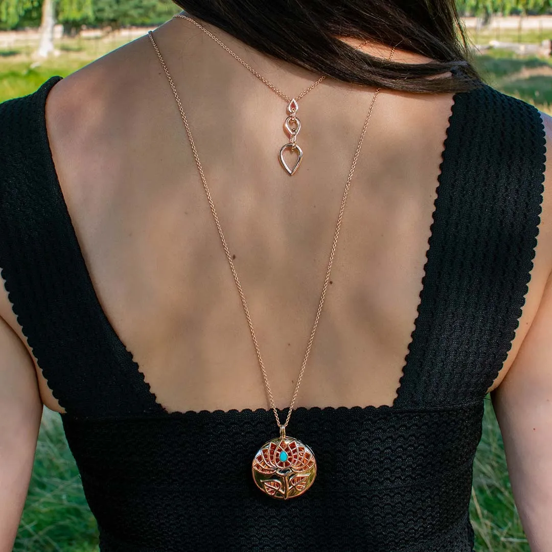Lotus Locket Necklace with Arizona Sleeping Beauty Turquoise