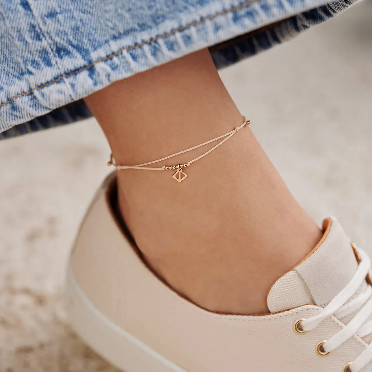 Makaro Mini Anklet - beige