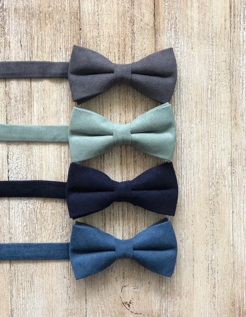Marine Navy Bow Tie with Weathered Coffee Suspender Set