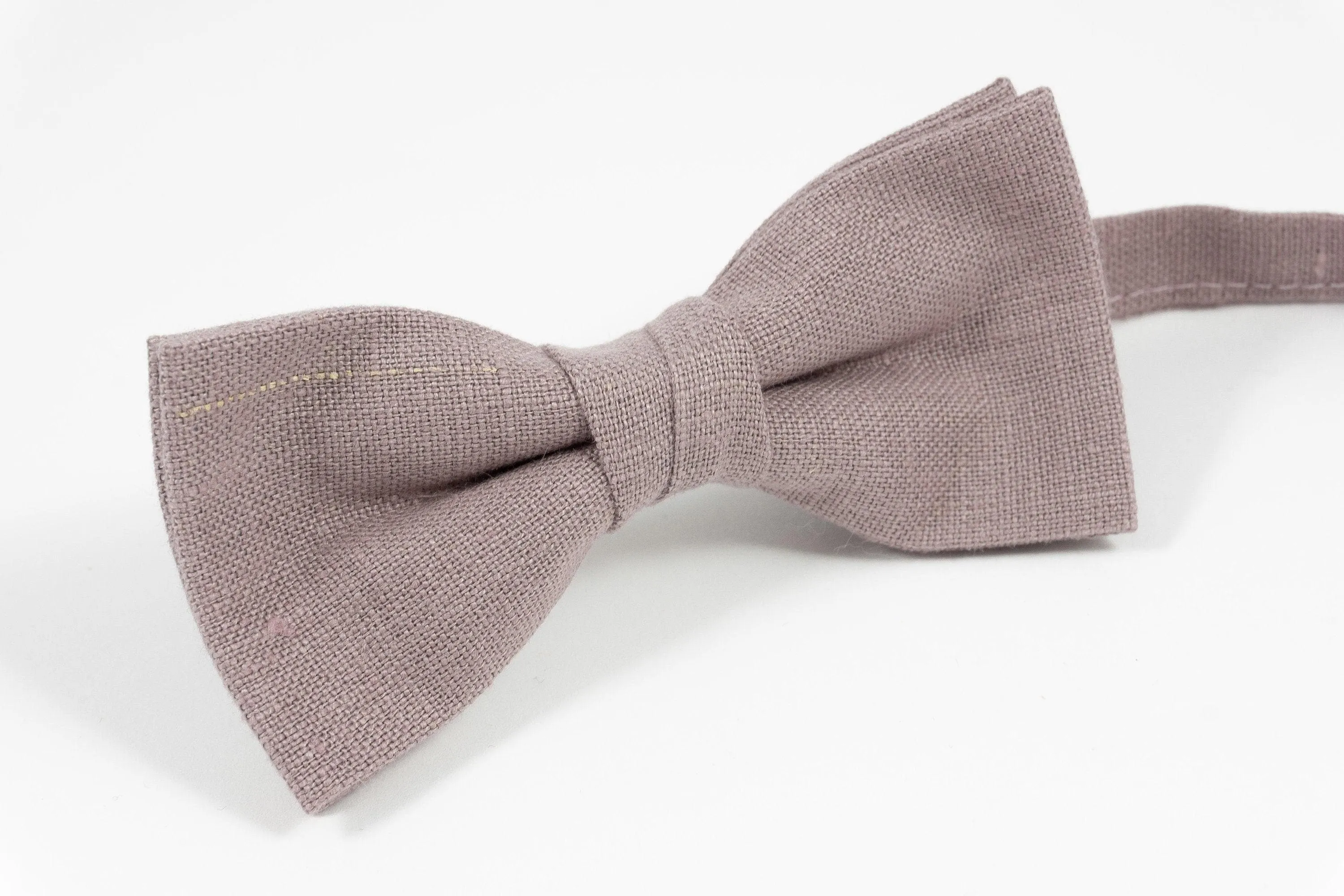 Mauve Pink linen bow tie for weddings