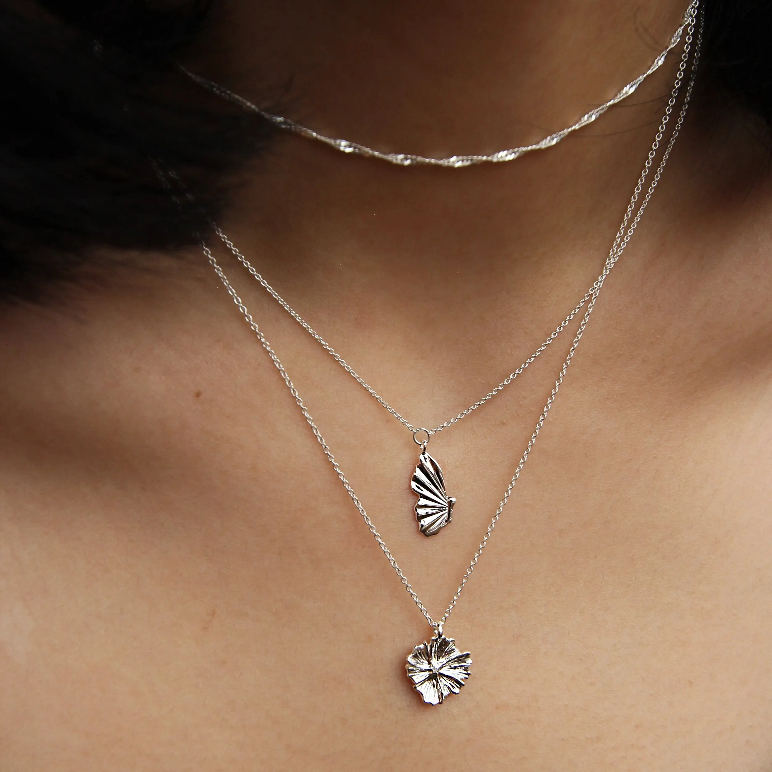 metamorphosis butterfly wing necklace - sterling silver