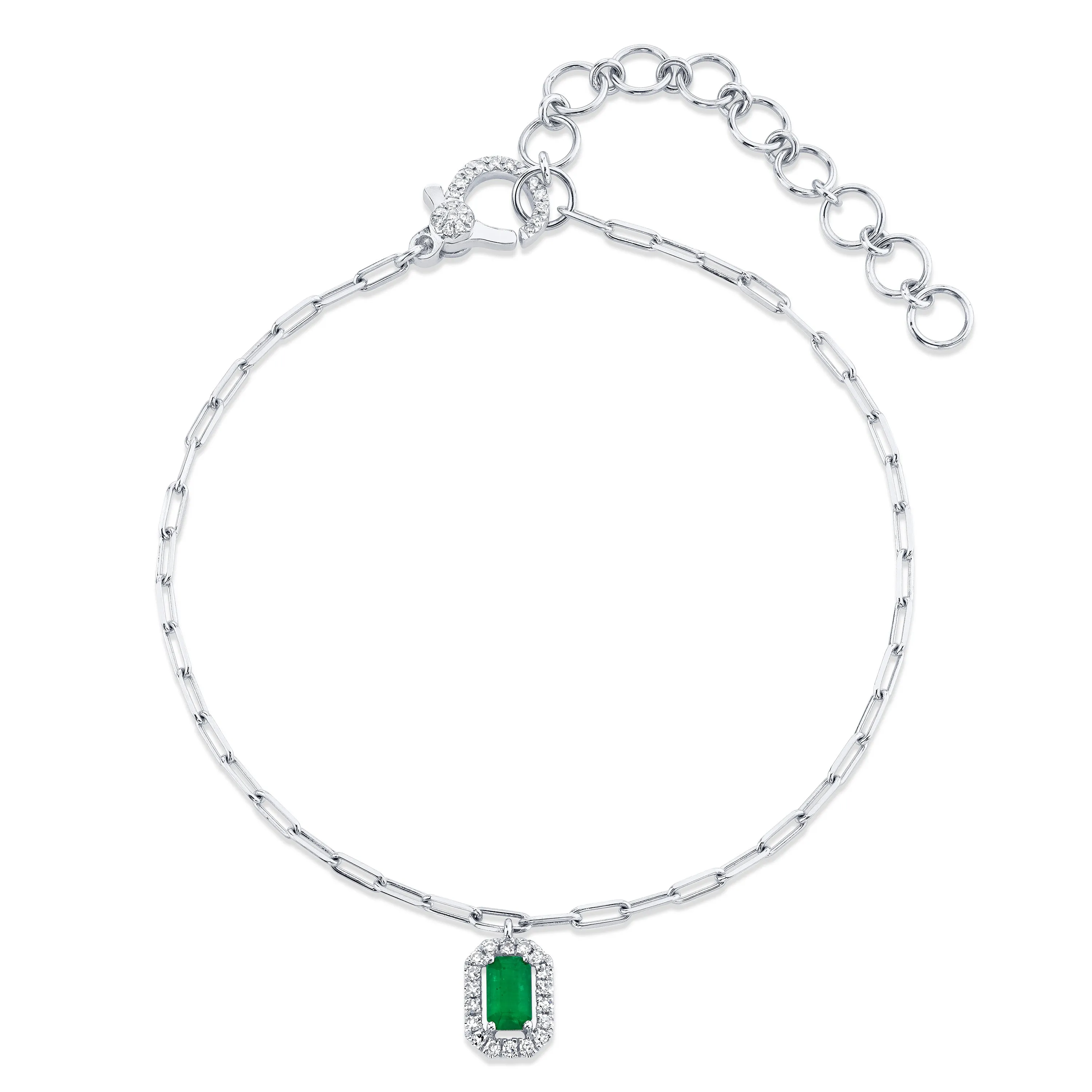 MINI ME EMERALD & DIAMOND HALO DROP ANKLET