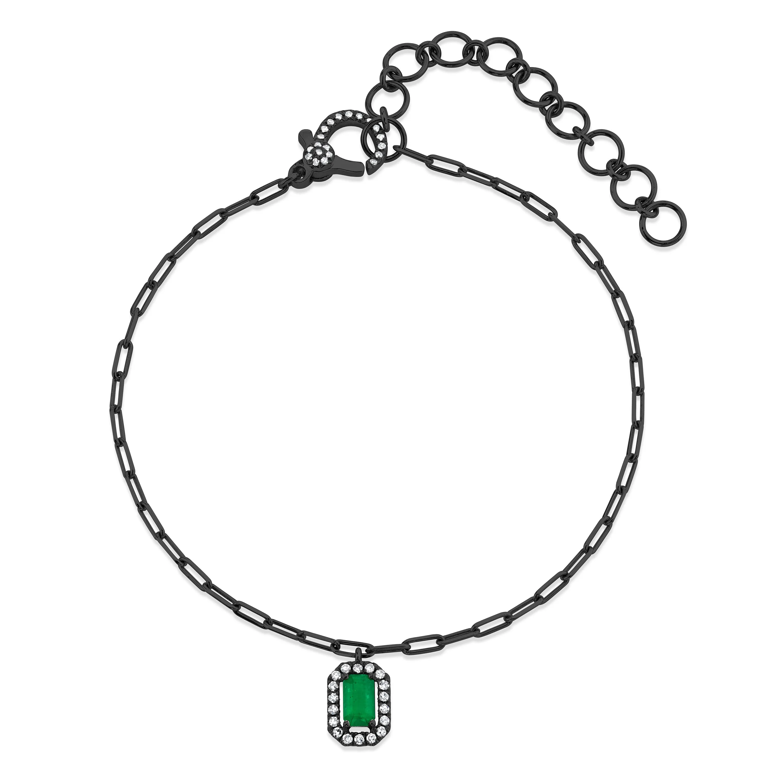 MINI ME EMERALD & DIAMOND HALO DROP ANKLET