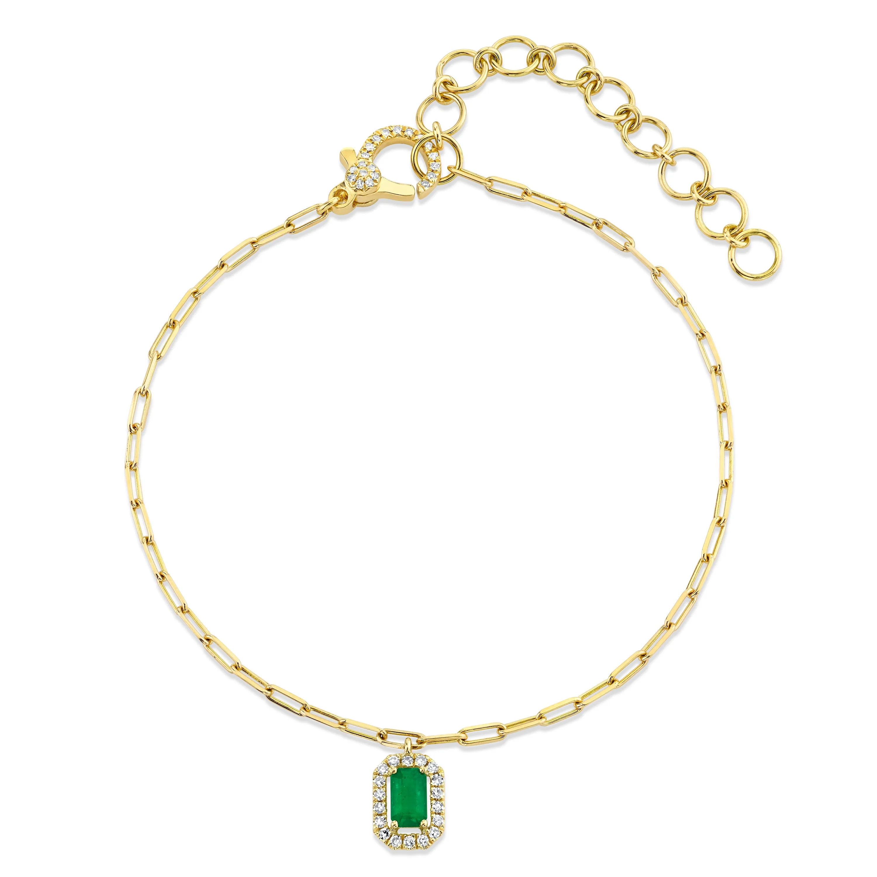 MINI ME EMERALD & DIAMOND HALO DROP ANKLET