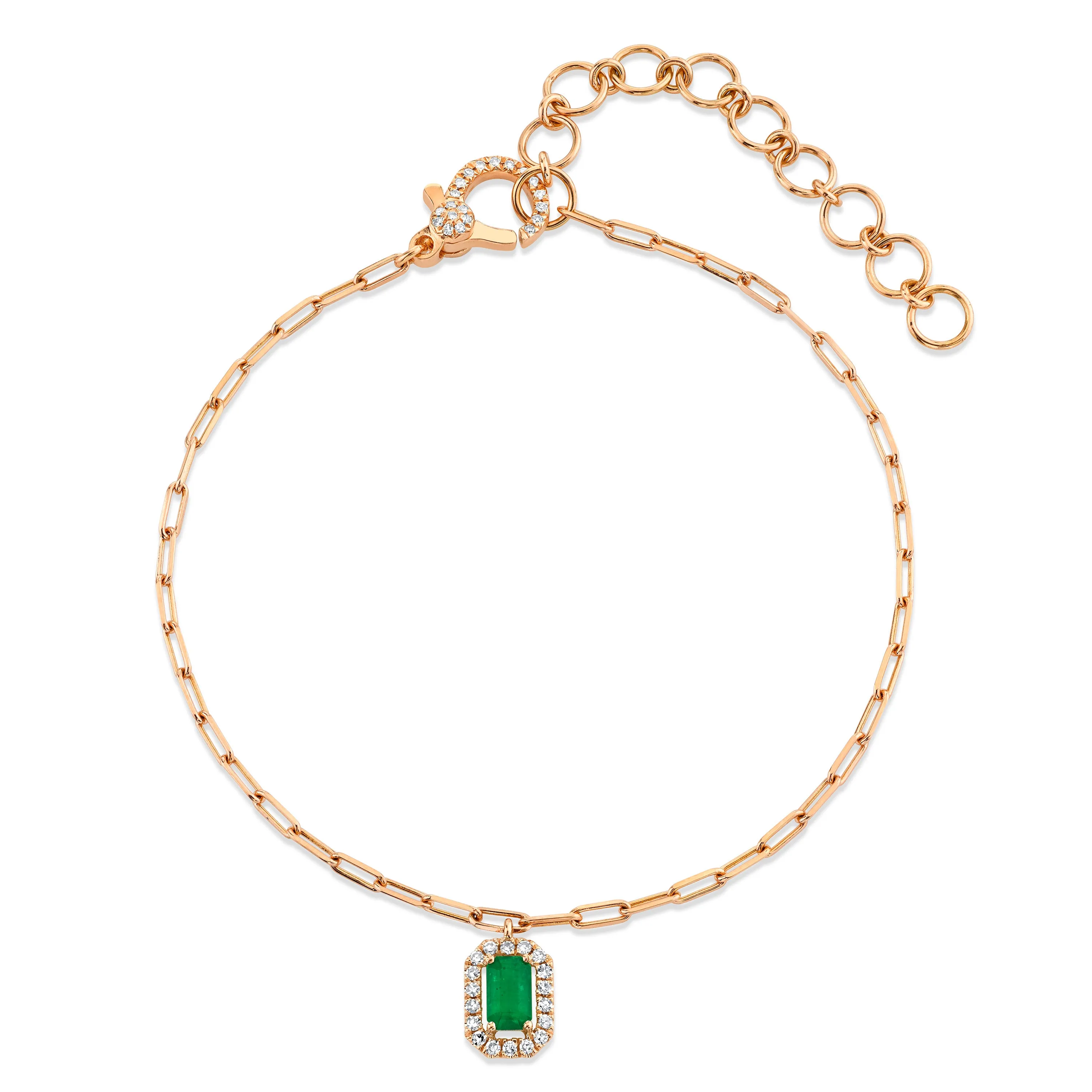 MINI ME EMERALD & DIAMOND HALO DROP ANKLET