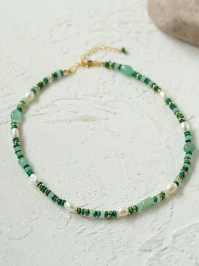 Multiple Irregular Colored Agates Jade Necklace -Green