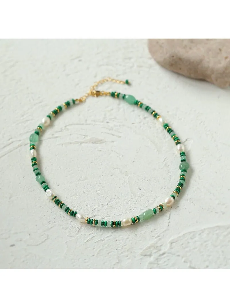 Multiple Irregular Colored Agates Jade Necklace -Green