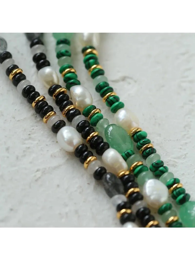 Multiple Irregular Colored Agates Jade Necklace -Green