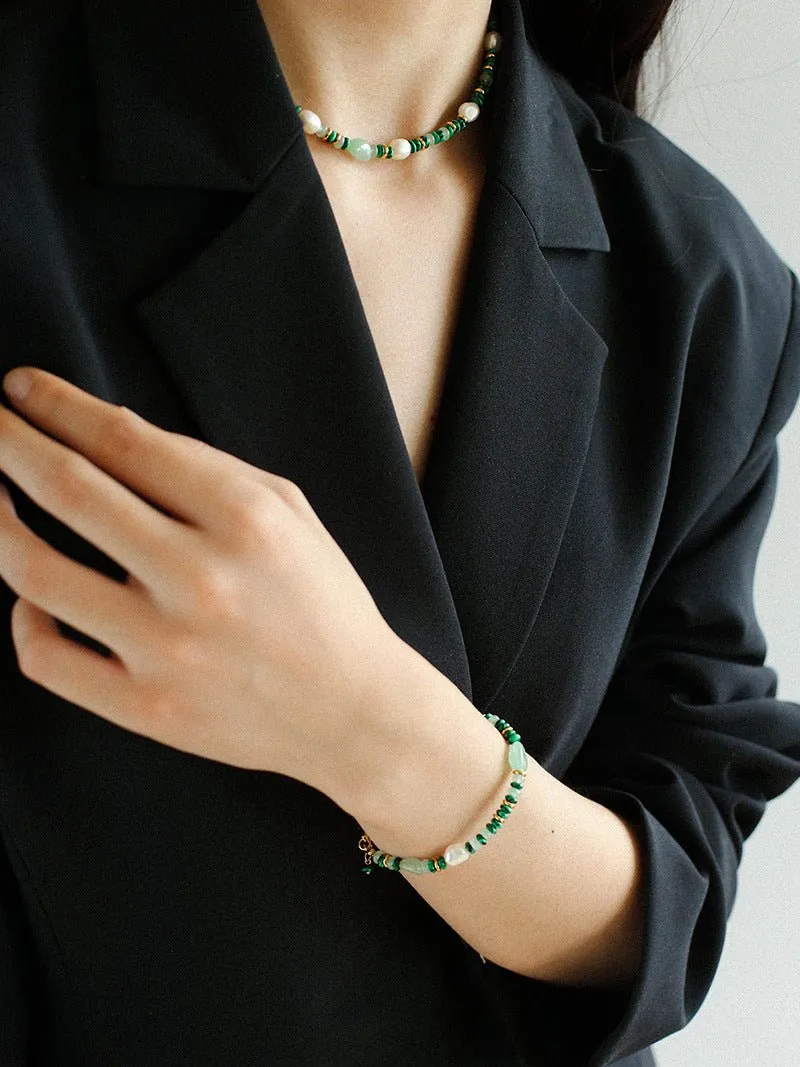 Multiple Irregular Colored Agates Jade Necklace -Green