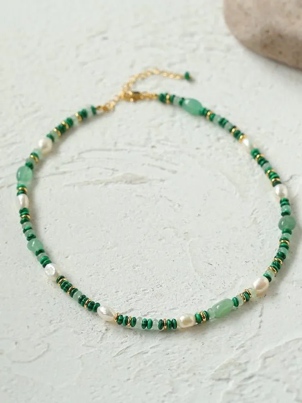Multiple Irregular Colored Agates Jade Necklace -Green