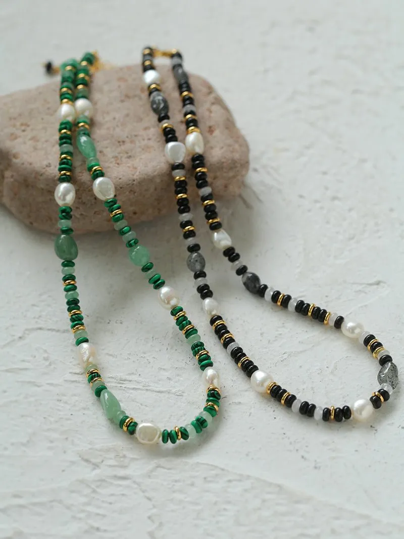 Multiple Irregular Colored Agates Jade Necklace -Green