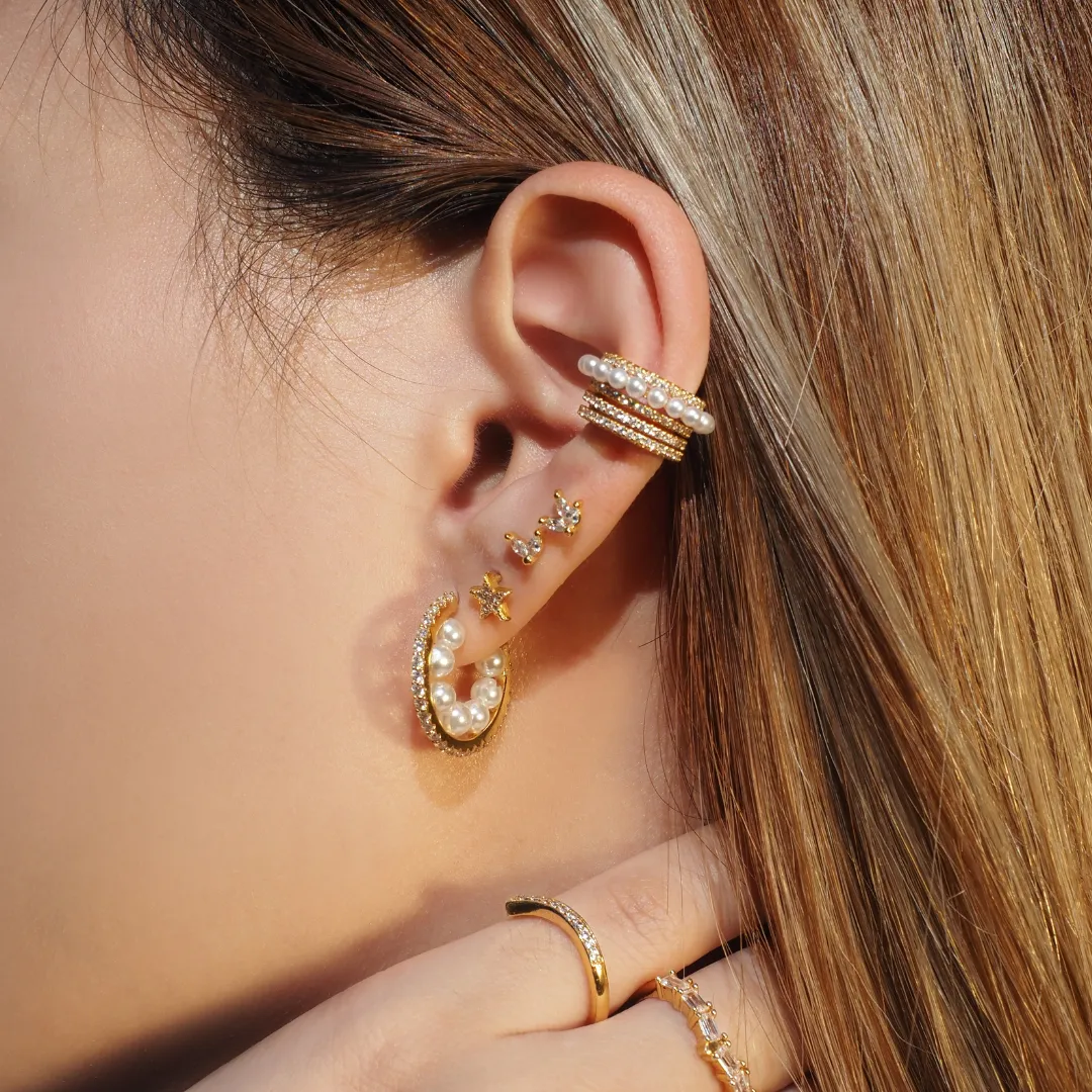 Ocean Wave Pearls  Earcuff