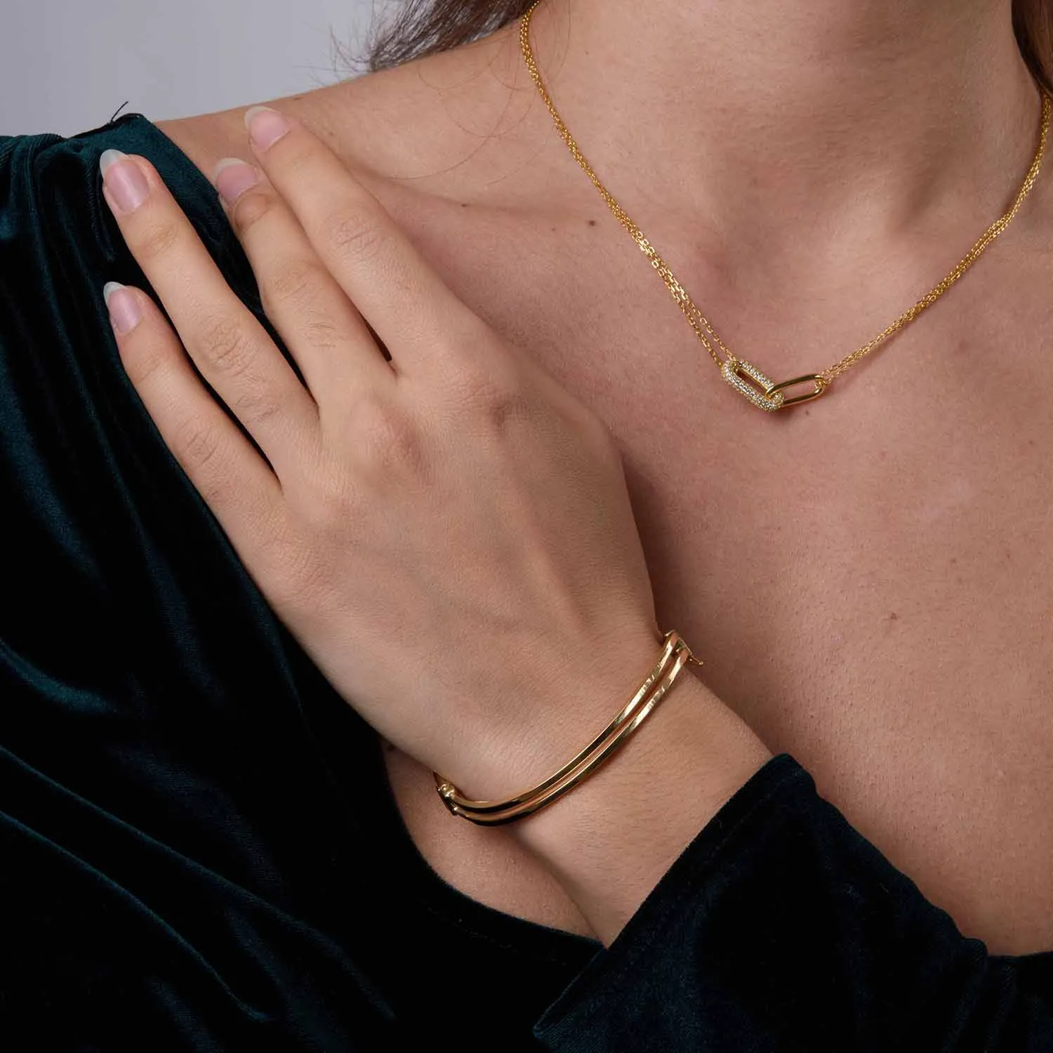 Ouro Double Bar Bangle in 9K Gold