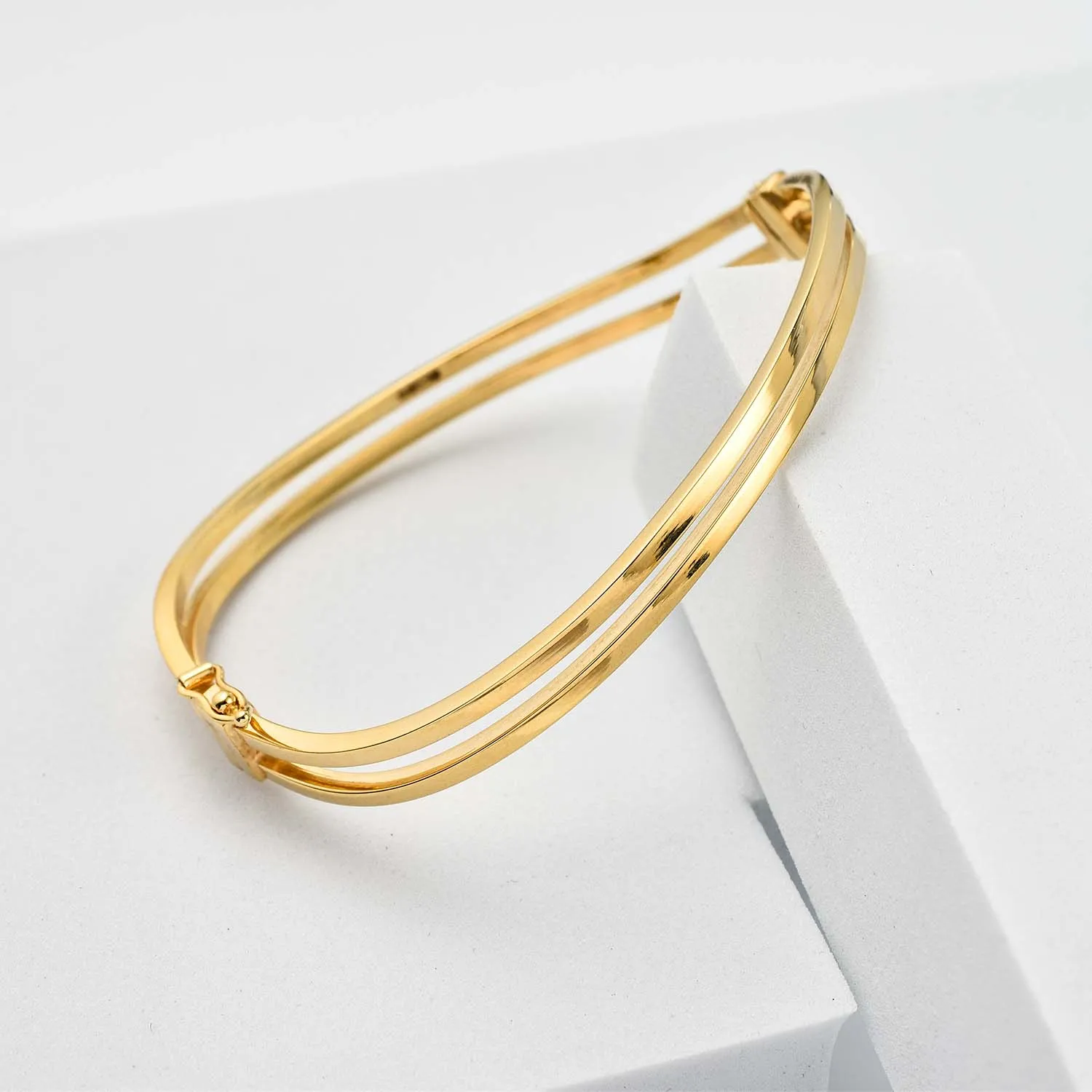 Ouro Double Bar Bangle in 9K Gold