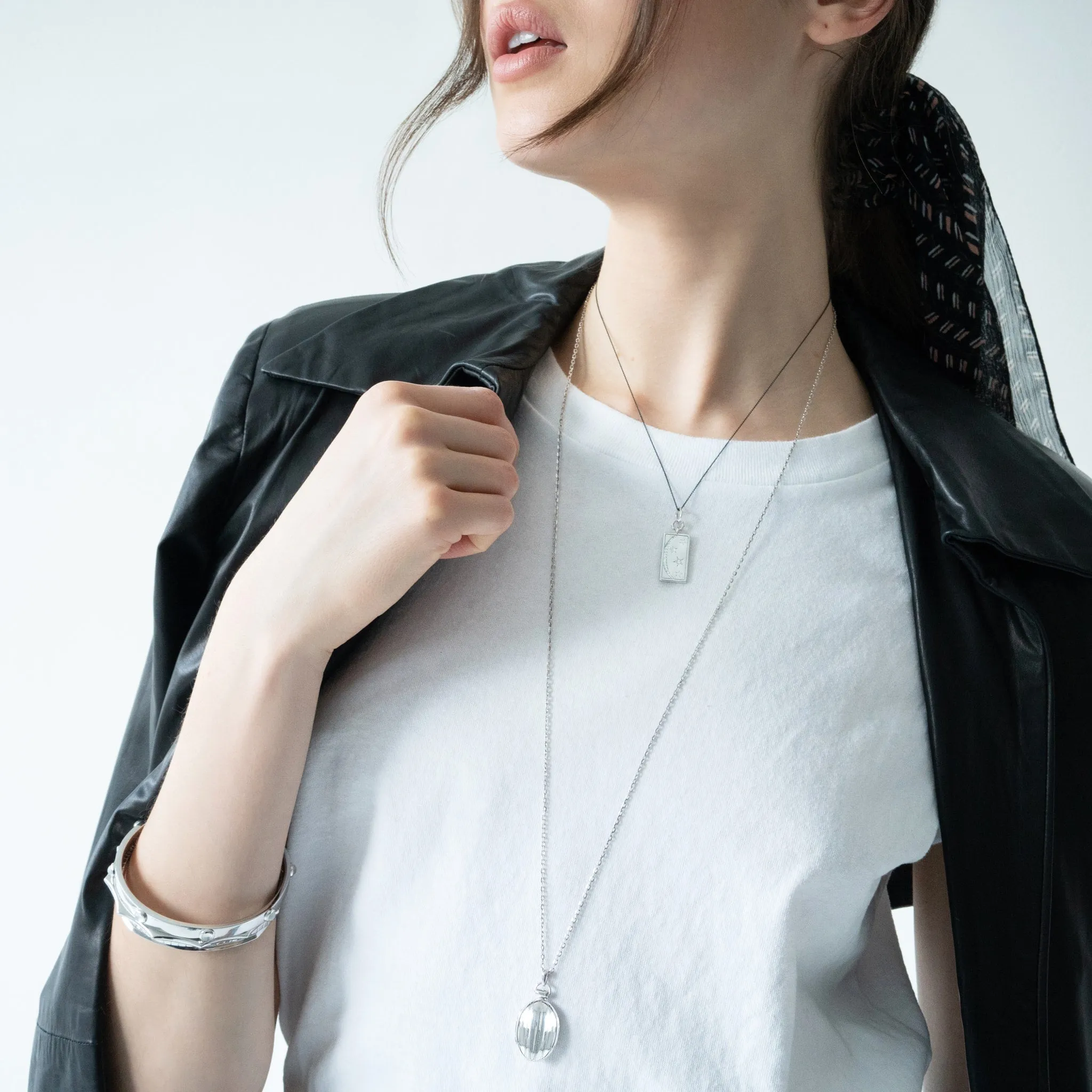 Oval Pinstripe Locket Necklace
