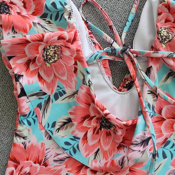 Palm Tree Frilled One Piece Alana