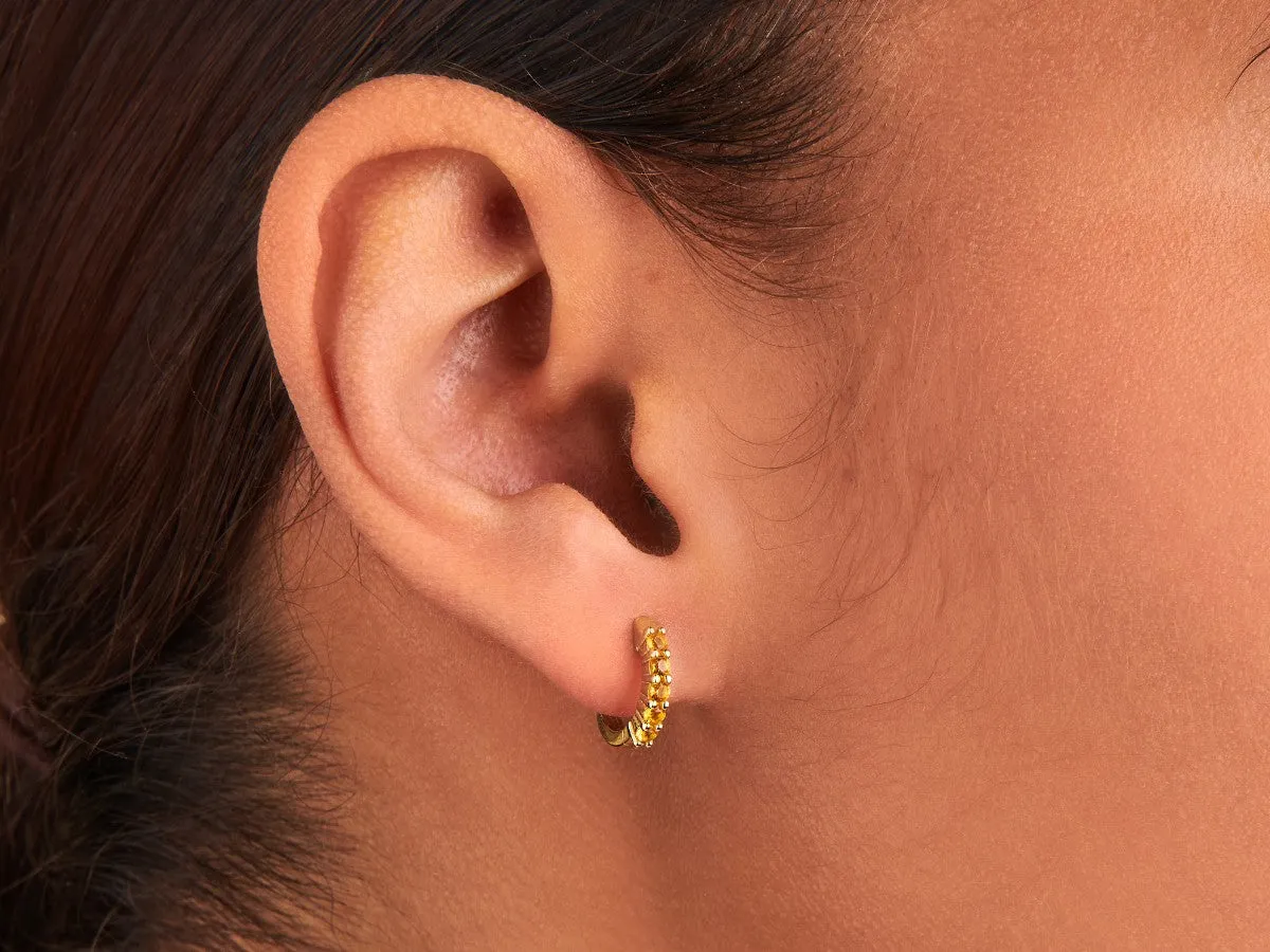 Pavé Citrine Huggies