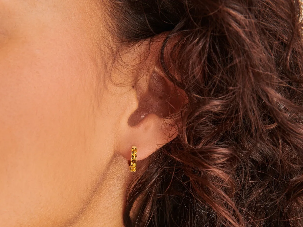 Pavé Citrine Huggies