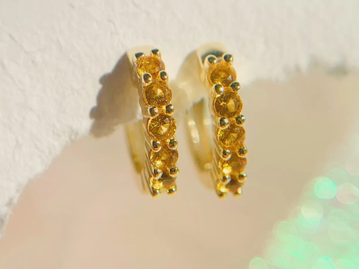 Pavé Citrine Huggies